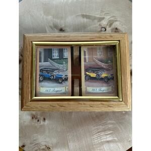 Vintage Wooden Card Box w/ 1907 Peugeot Decks • Retro Game Night Decor